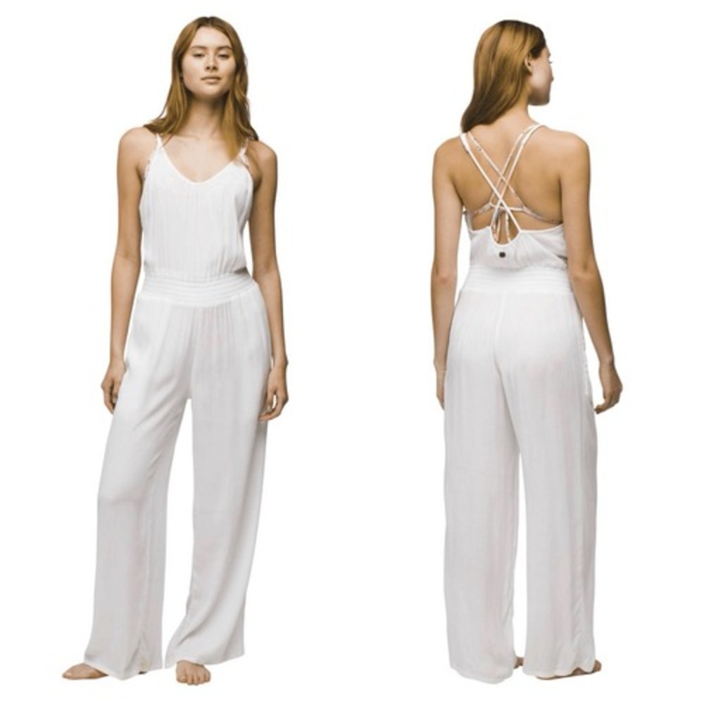 Prana Fernie Jumpsuit NWT‎ White Size Small  Wide Leg Crossover Back
